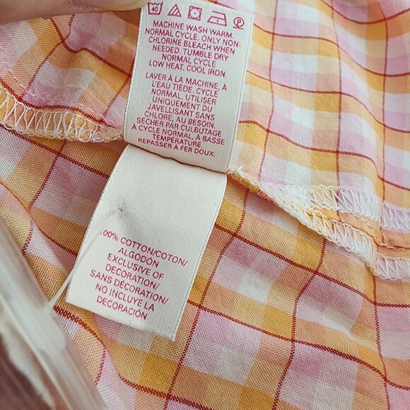 Victoria's Secret Pajama Top Small Mayfair Button Pink Orange Plaid Check PJ - Picture 12 of 12